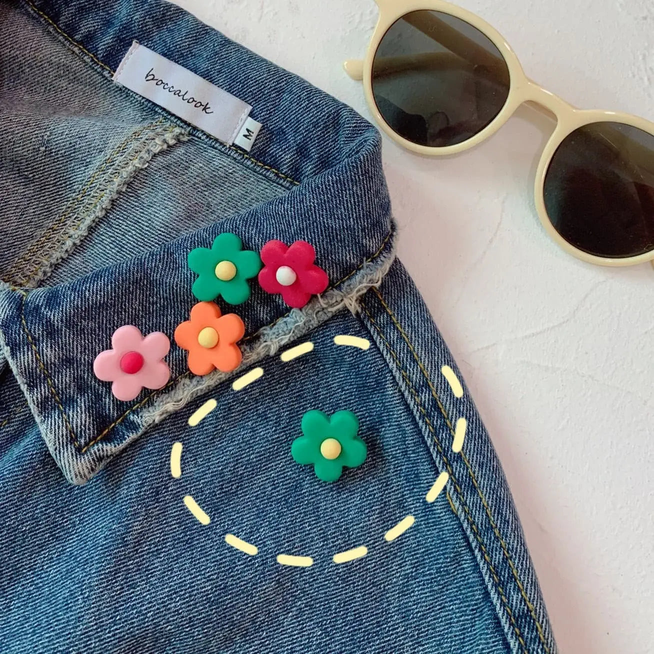 【ブローチ】カラフルなお花のプローチ・5点セット CawaKomostore