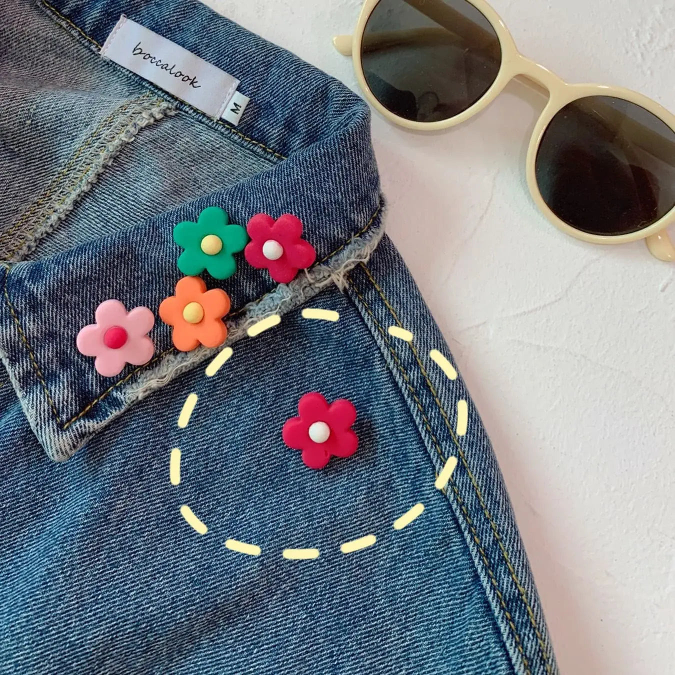 【ブローチ】カラフルなお花のプローチ・5点セット CawaKomostore
