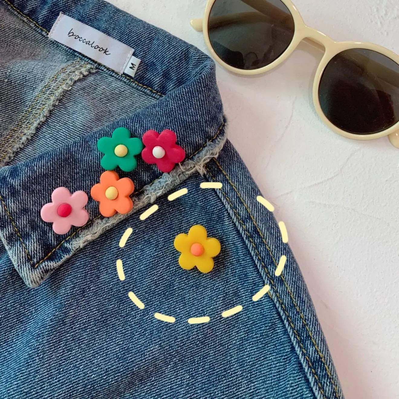 【ブローチ】カラフルなお花のプローチ・5点セット CawaKomostore