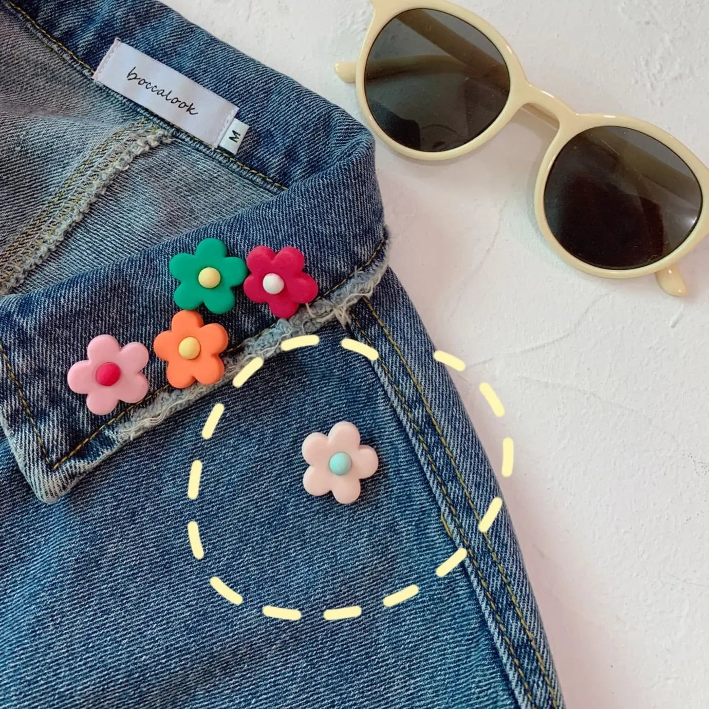 【ブローチ】カラフルなお花のプローチ・5点セット CawaKomostore