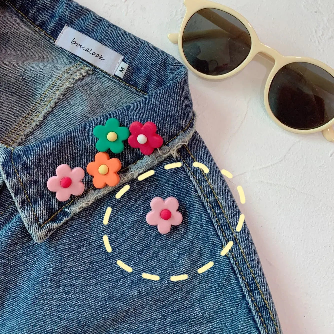 【ブローチ】カラフルなお花のプローチ・5点セット CawaKomostore