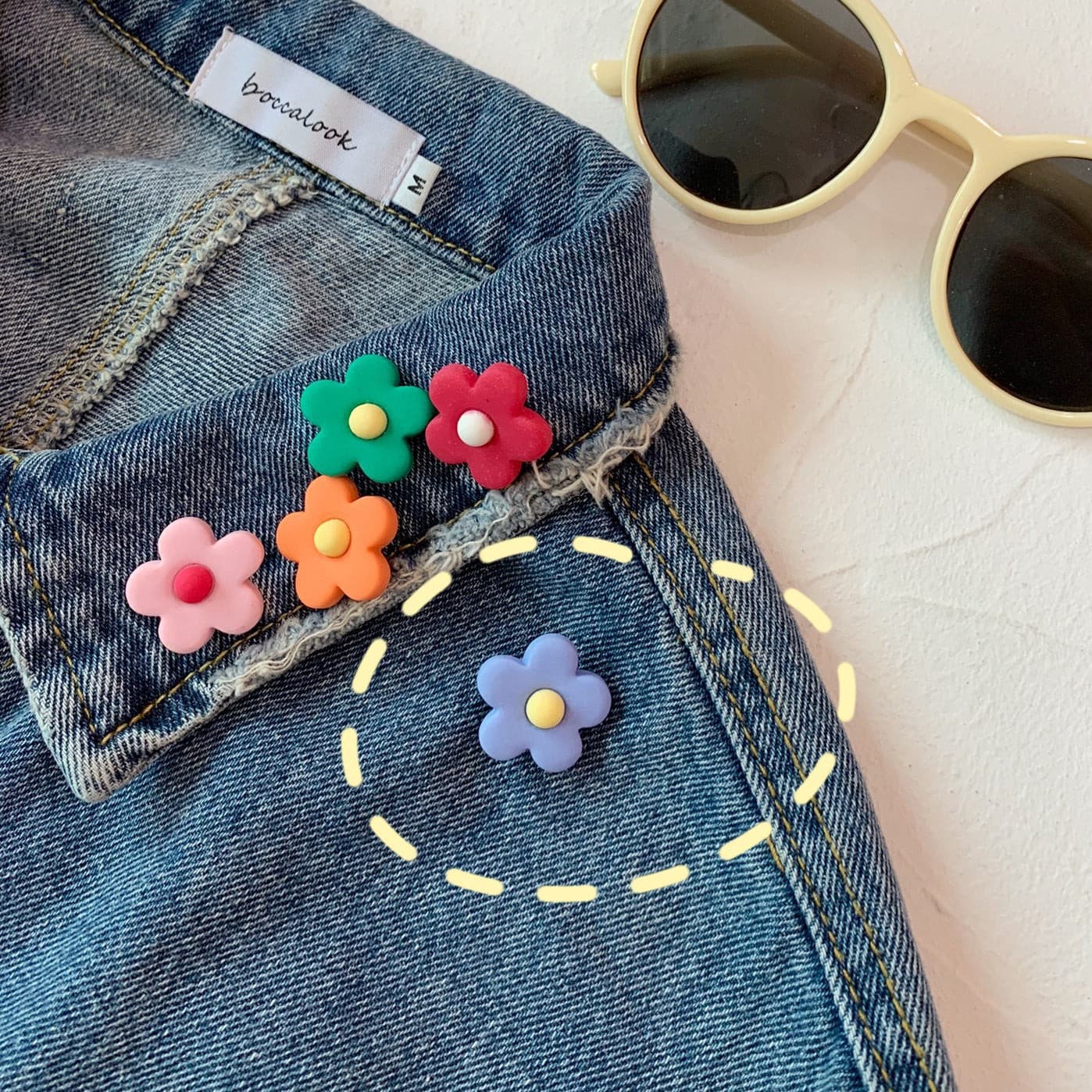 【ブローチ】カラフルなお花のプローチ・5点セット CawaKomostore