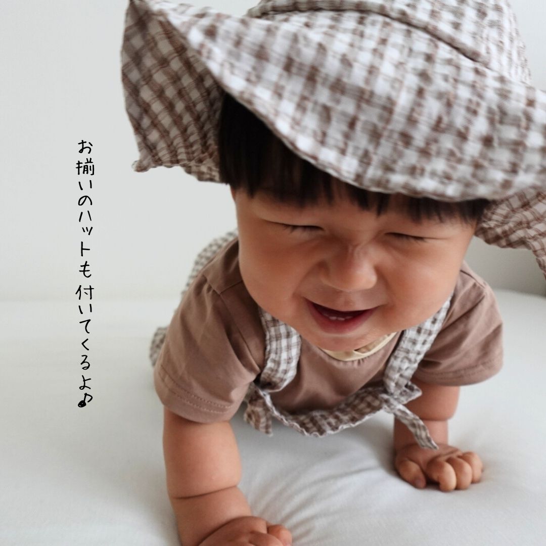 【BABY】ギンガムチェックオーバーオール　3ピース🌟 CawaKomostore