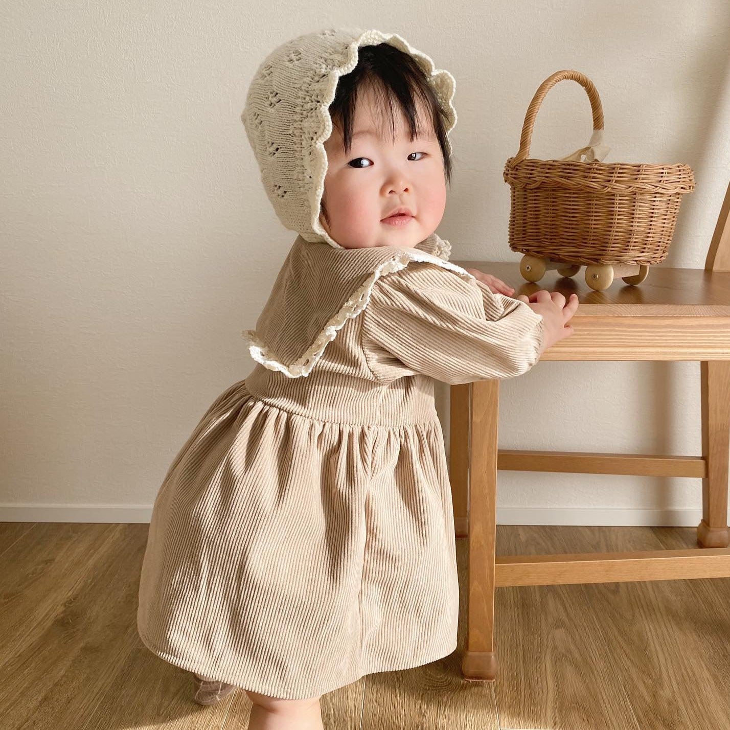 【BABY】フリル襟コーデュロイワンピース CawaKomostore