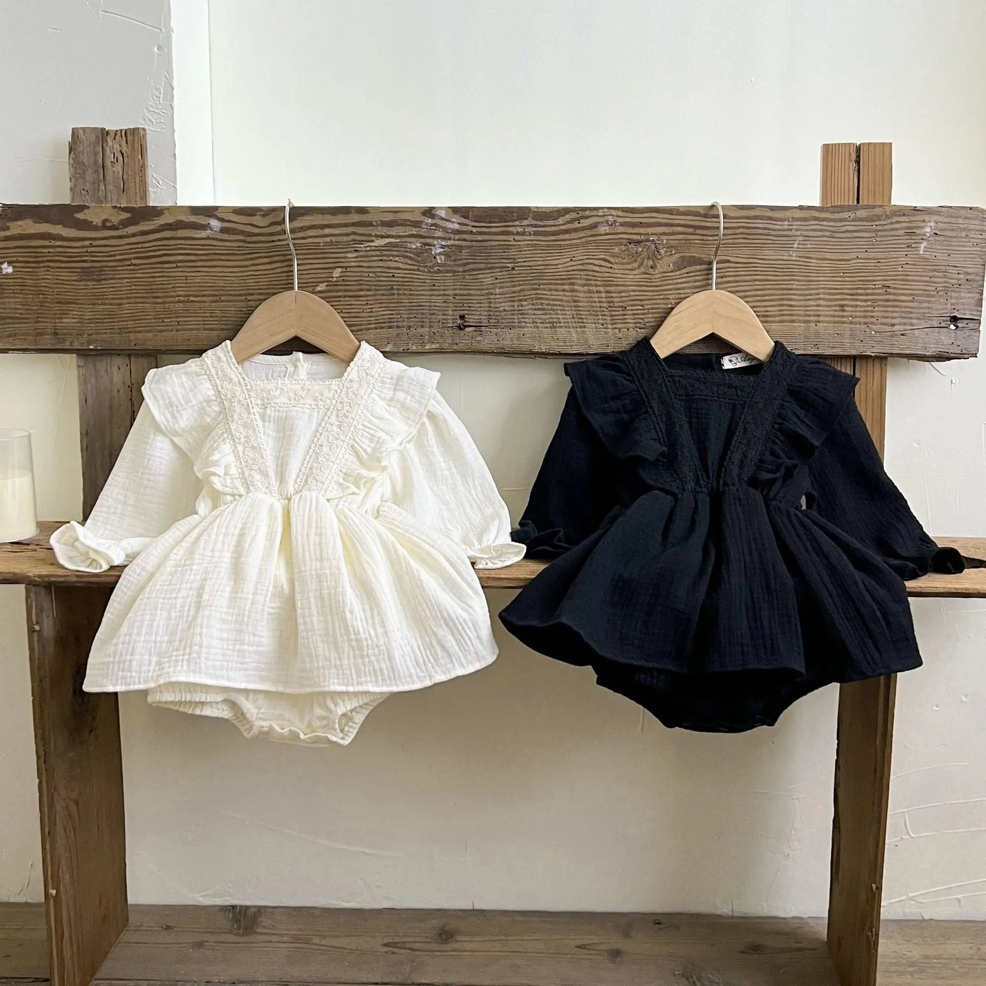 【BABY】モノトーンカラーリネンスカートロンパース - CawaKomostore
