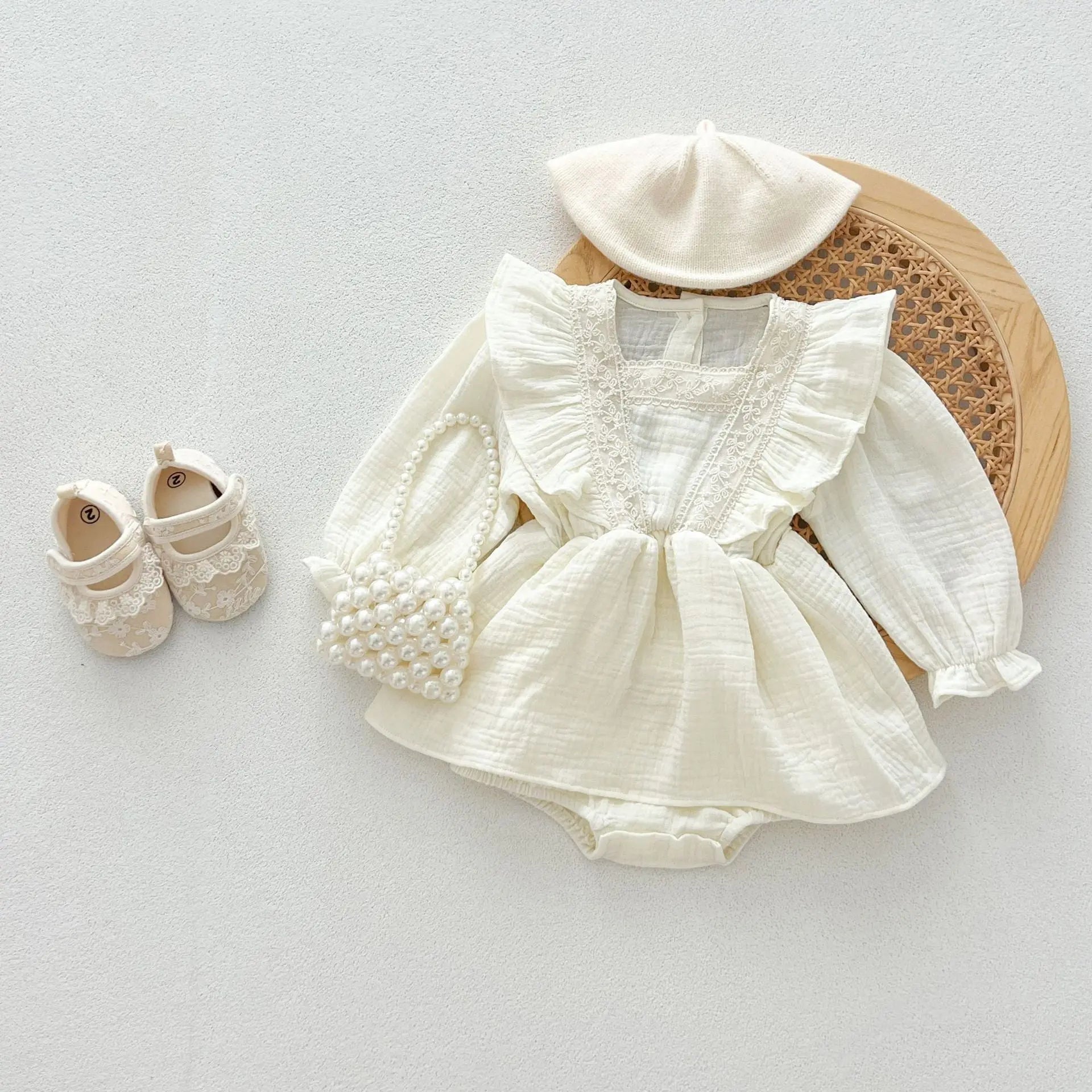 【BABY】モノトーンカラーリネンスカートロンパース - CawaKomostore