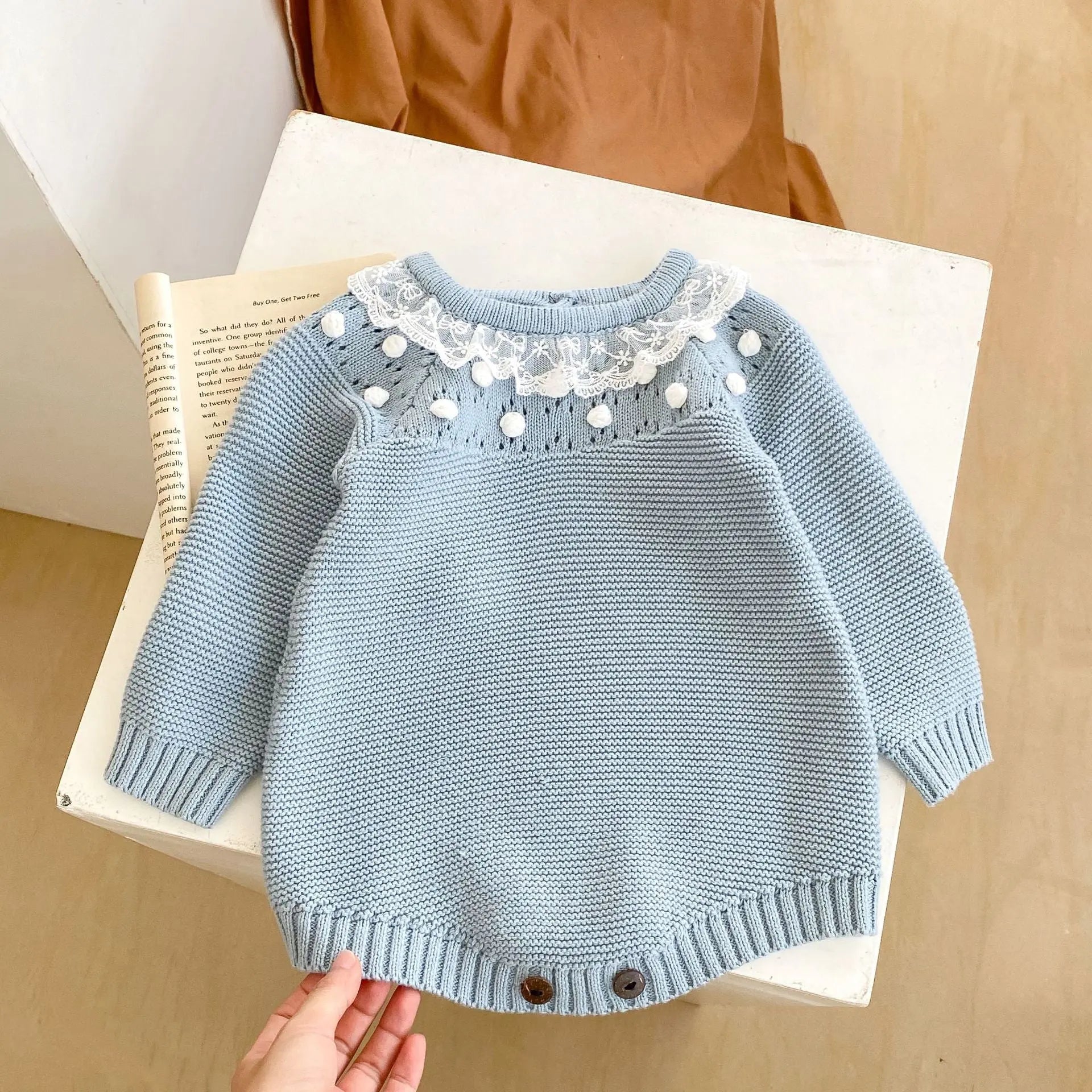 【BABY】ポンポンニットロンパース帽子付き - CawaKomostore