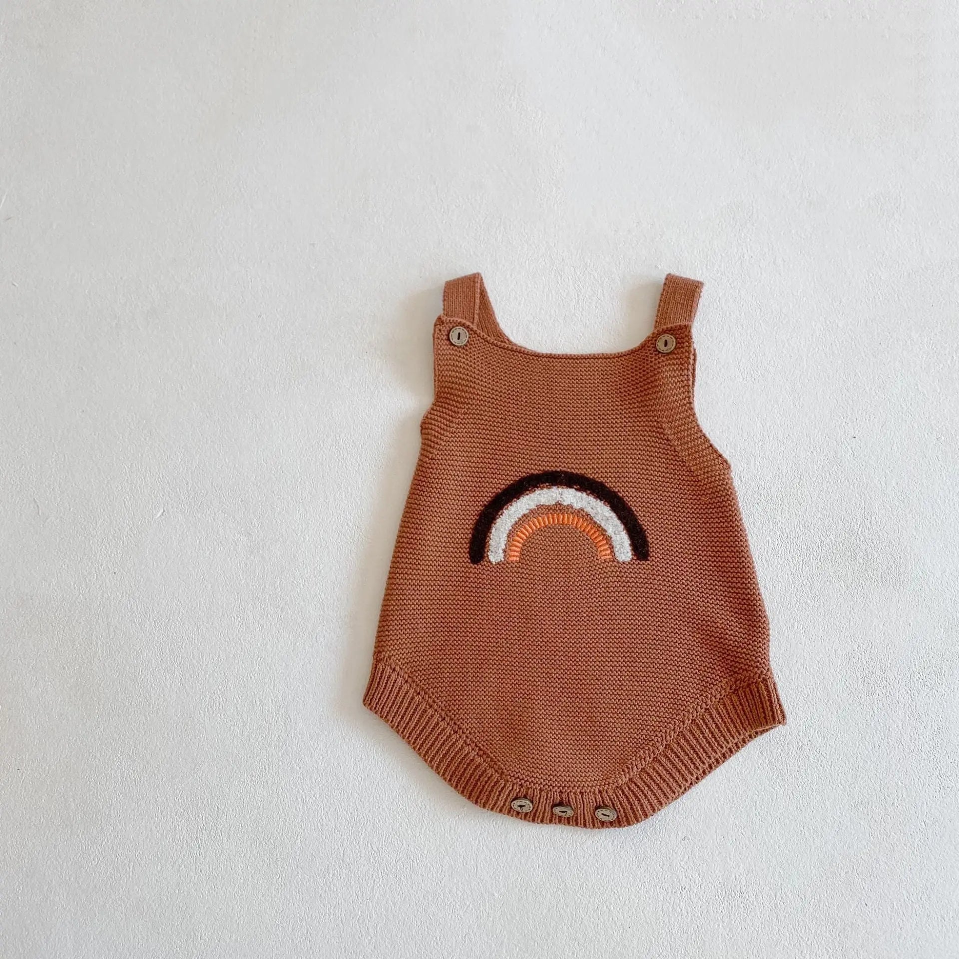 【BABY】虹刺繍ニットロンパース🌈 CawaKomostore