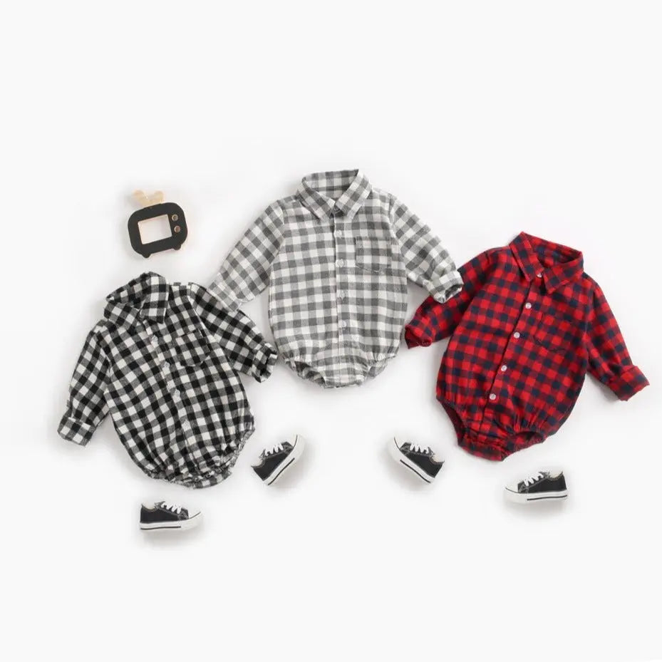 【BABY】チェック柄シャツロンパース CawaKomostore