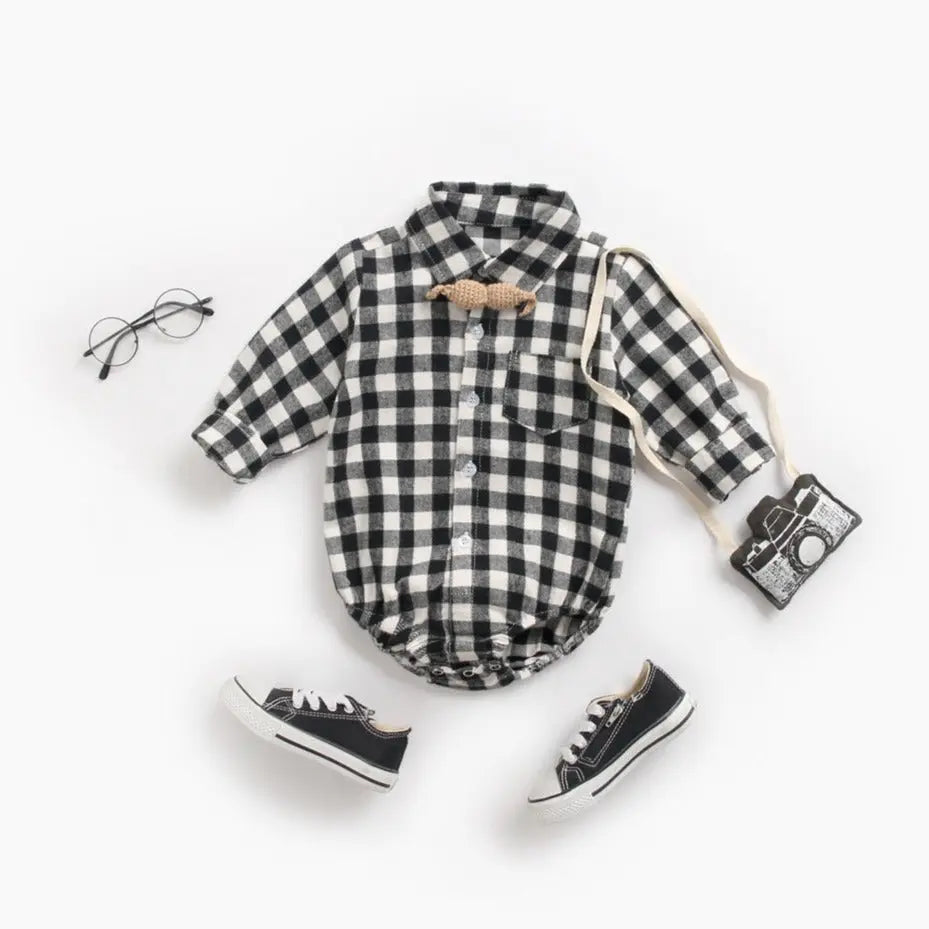 【BABY】チェック柄シャツロンパース CawaKomostore