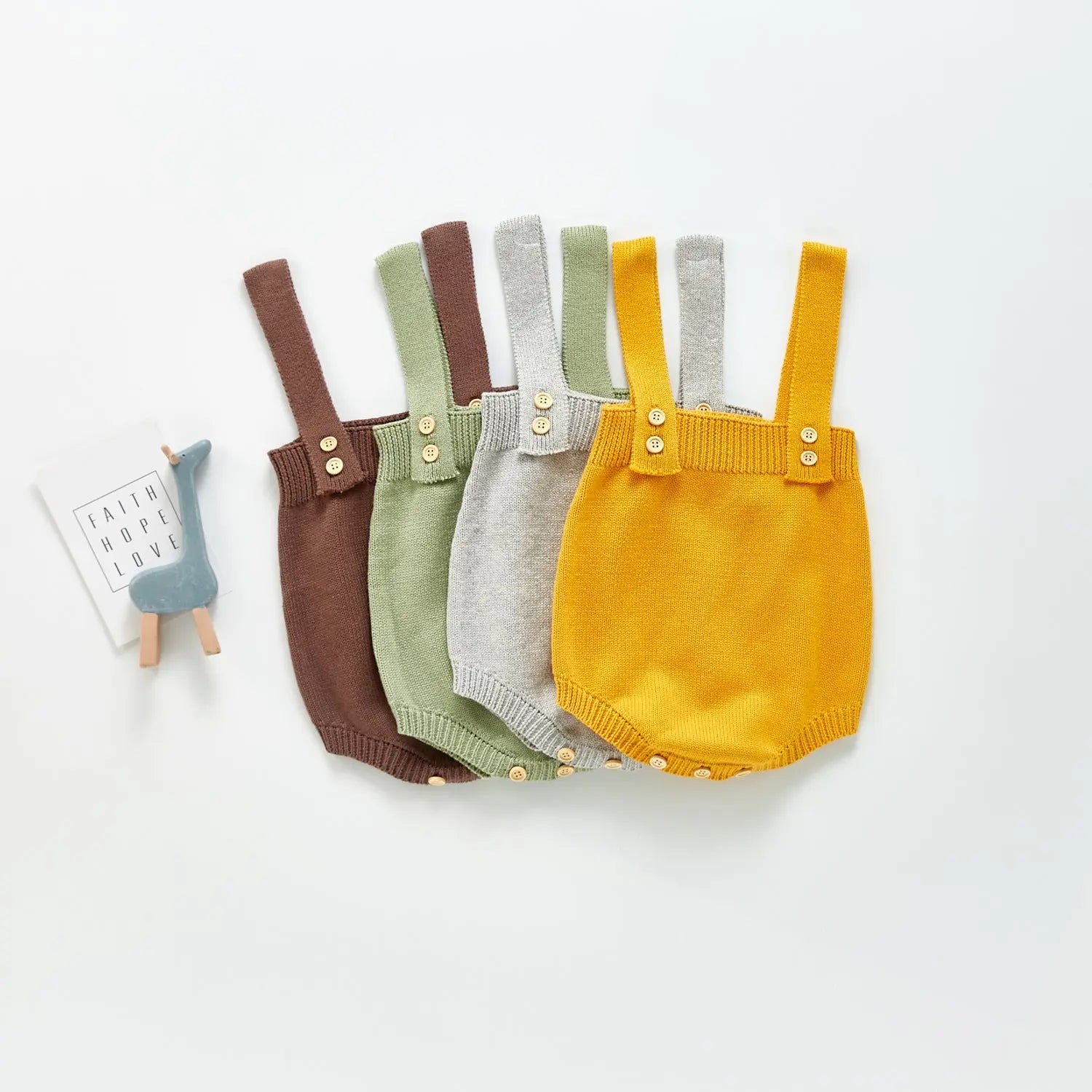 【BABY】ワンカラー ニットサロペットロンパース CawaKomostore