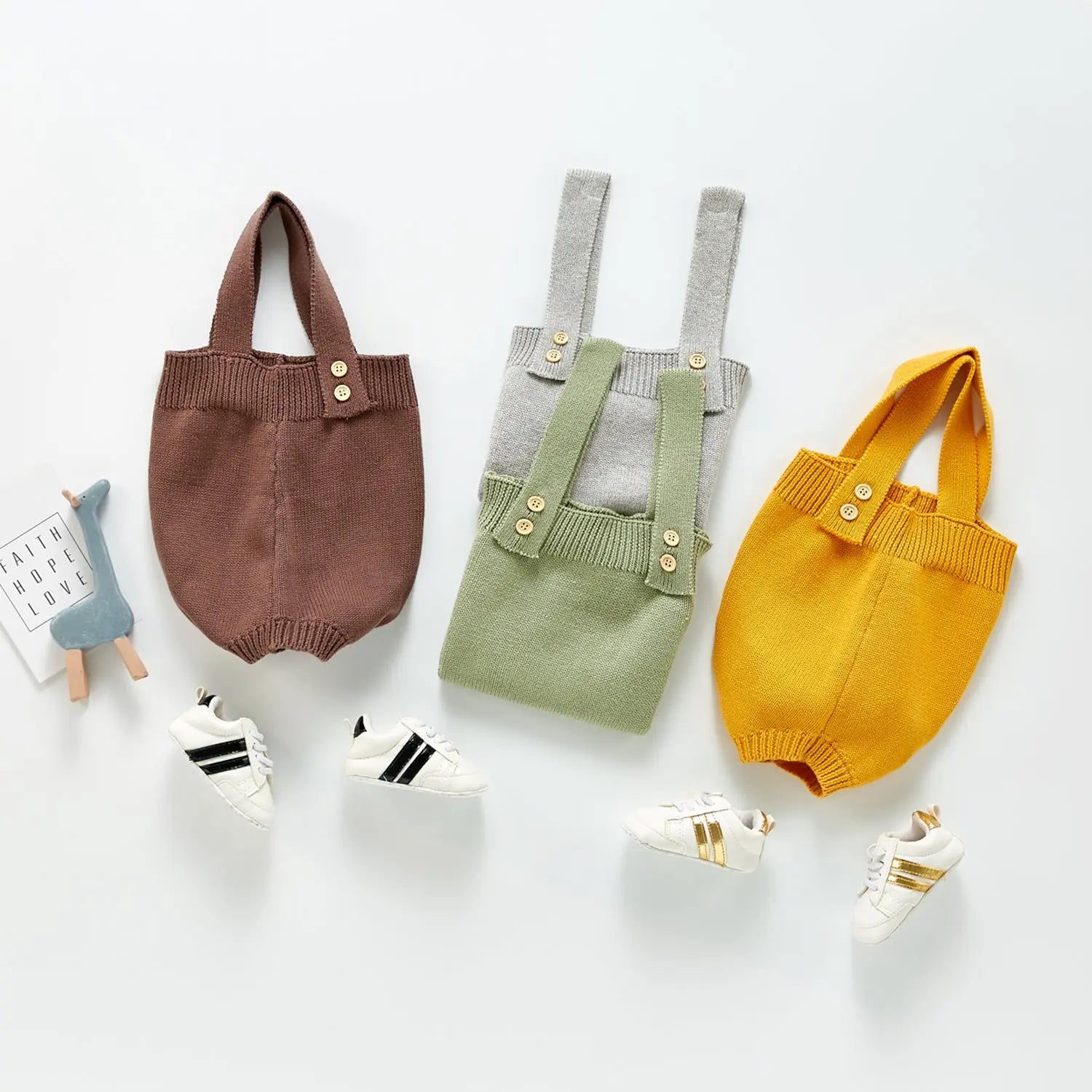 【BABY】ワンカラー ニットサロペットロンパース CawaKomostore