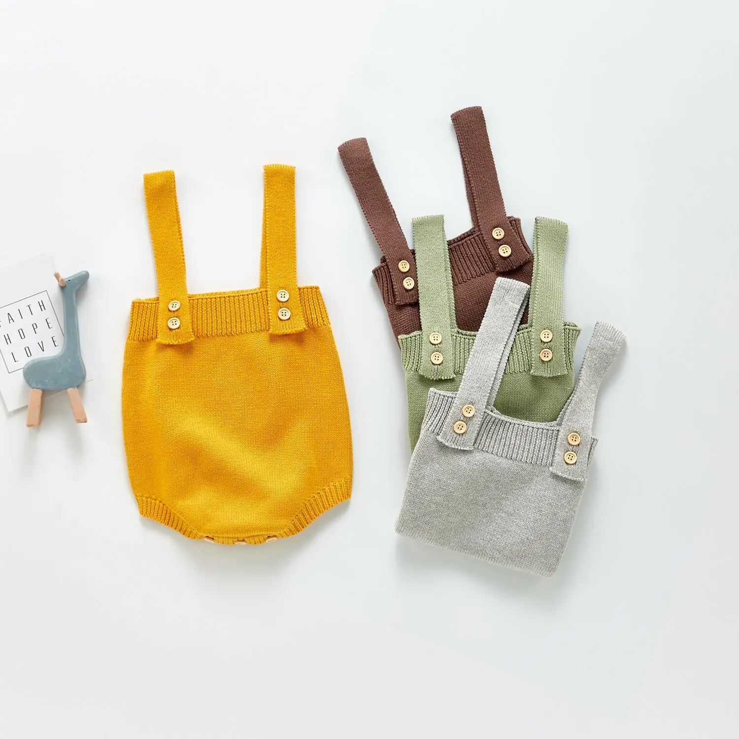 【BABY】ワンカラー ニットサロペットロンパース CawaKomostore