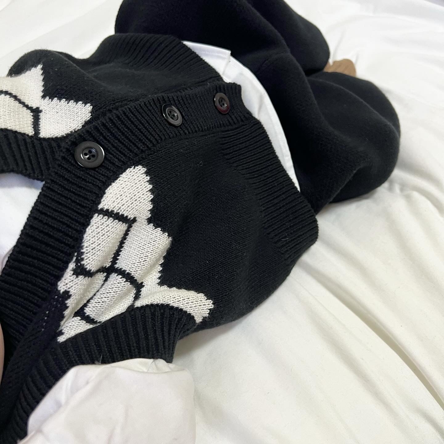【BABY】ジャガードブラックニット セットアップ CawaKomostore