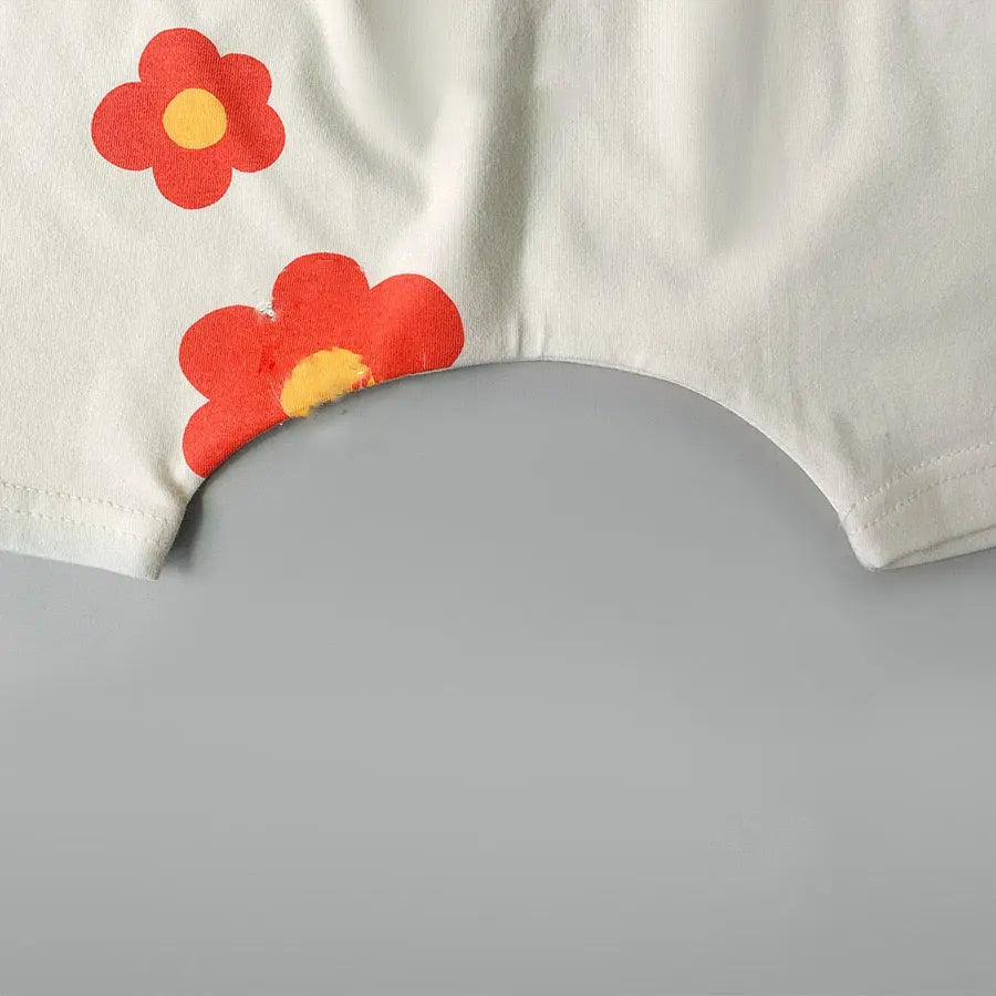 【BABY】赤い花柄ロンパース/ボンネット付き CawaKomostore