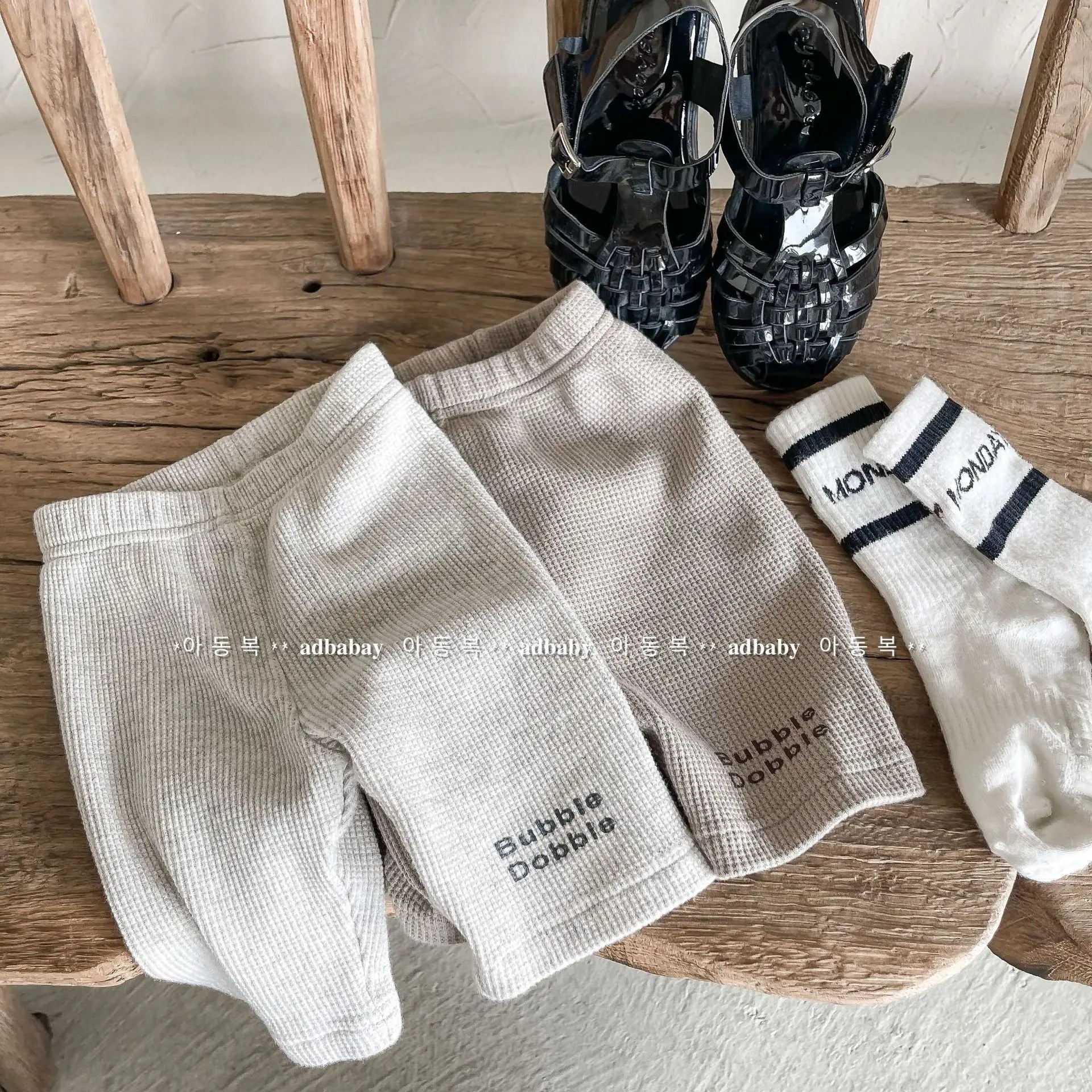 【GIRL】ハーフワッフルレギンスパンツ CawaKomostore