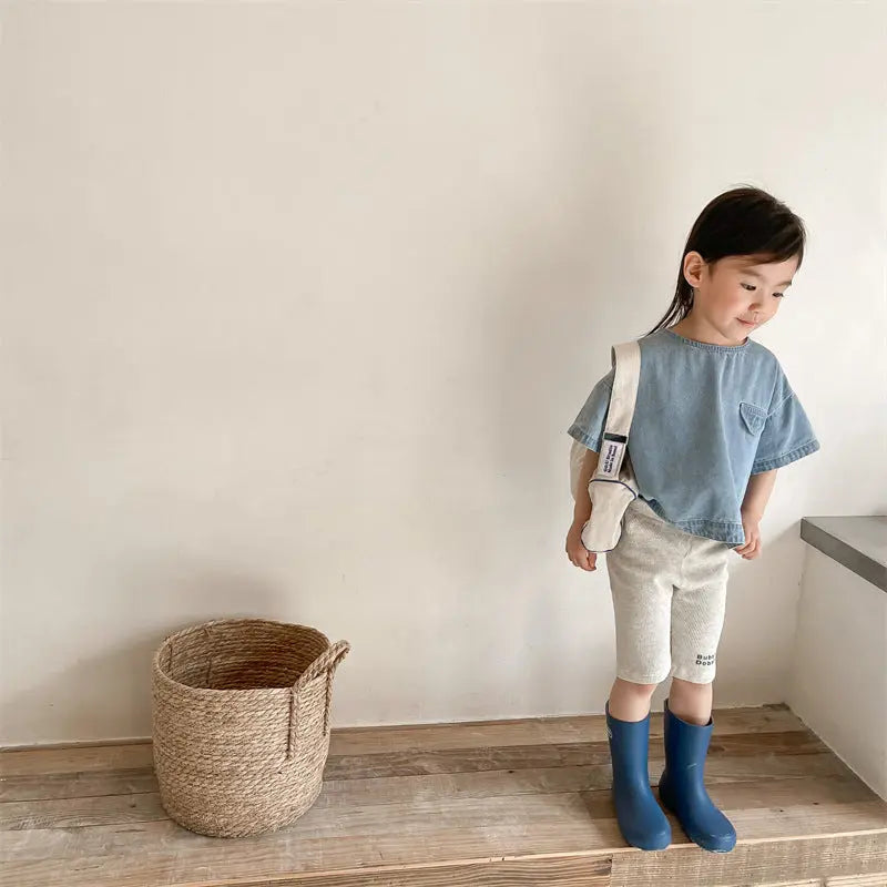 【GIRL】ハーフワッフルレギンスパンツ CawaKomostore