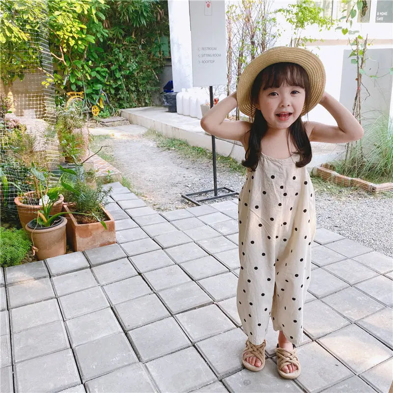 【GIRL】かわいいモノトーン水玉模様・オールインワン CawaKomostore