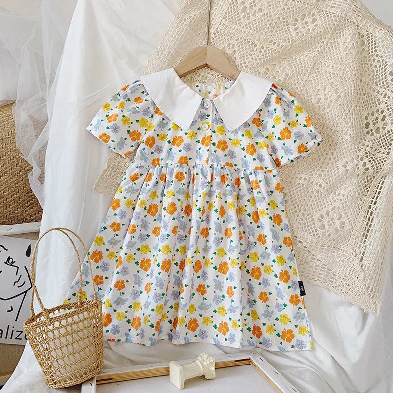 【GIRL】可愛い襟付き子花柄ワンピース CawaKomostore