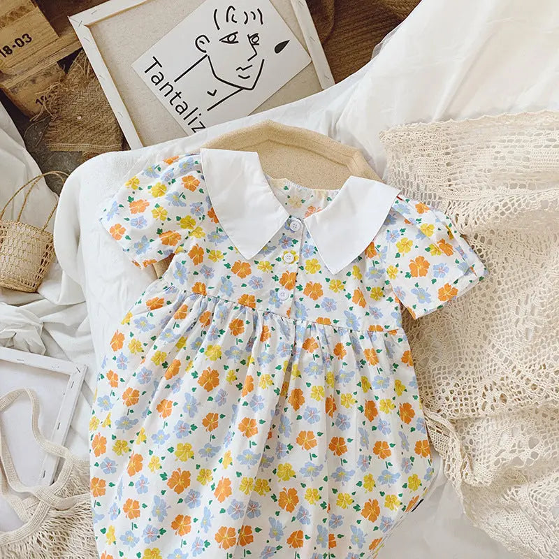 【GIRL】可愛い襟付き子花柄ワンピース CawaKomostore