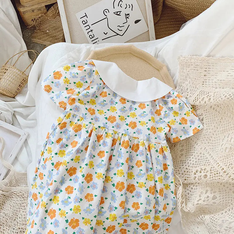 【GIRL】可愛い襟付き子花柄ワンピース CawaKomostore