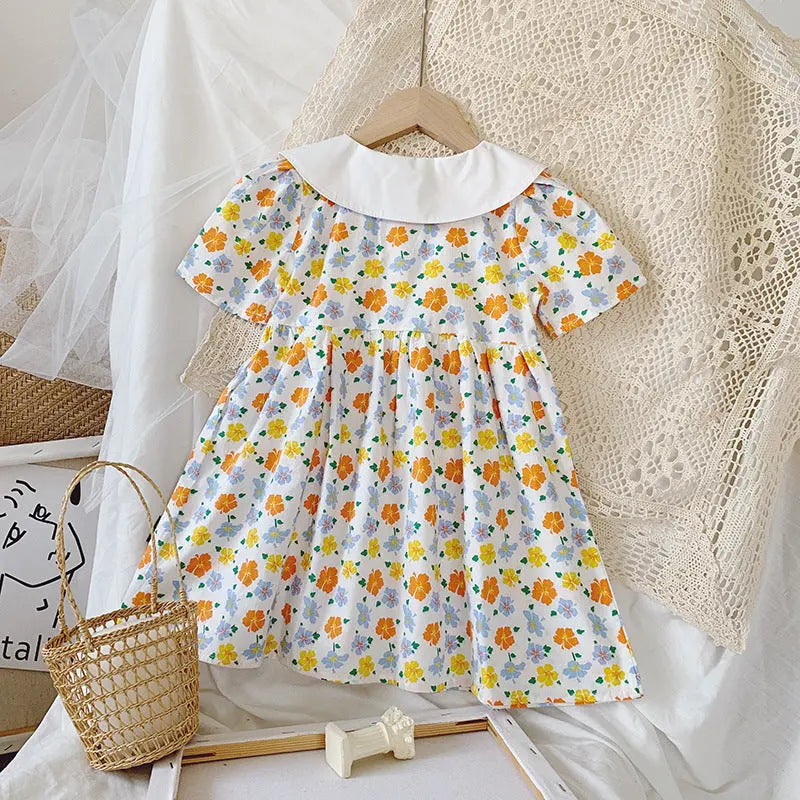 【GIRL】可愛い襟付き子花柄ワンピース CawaKomostore