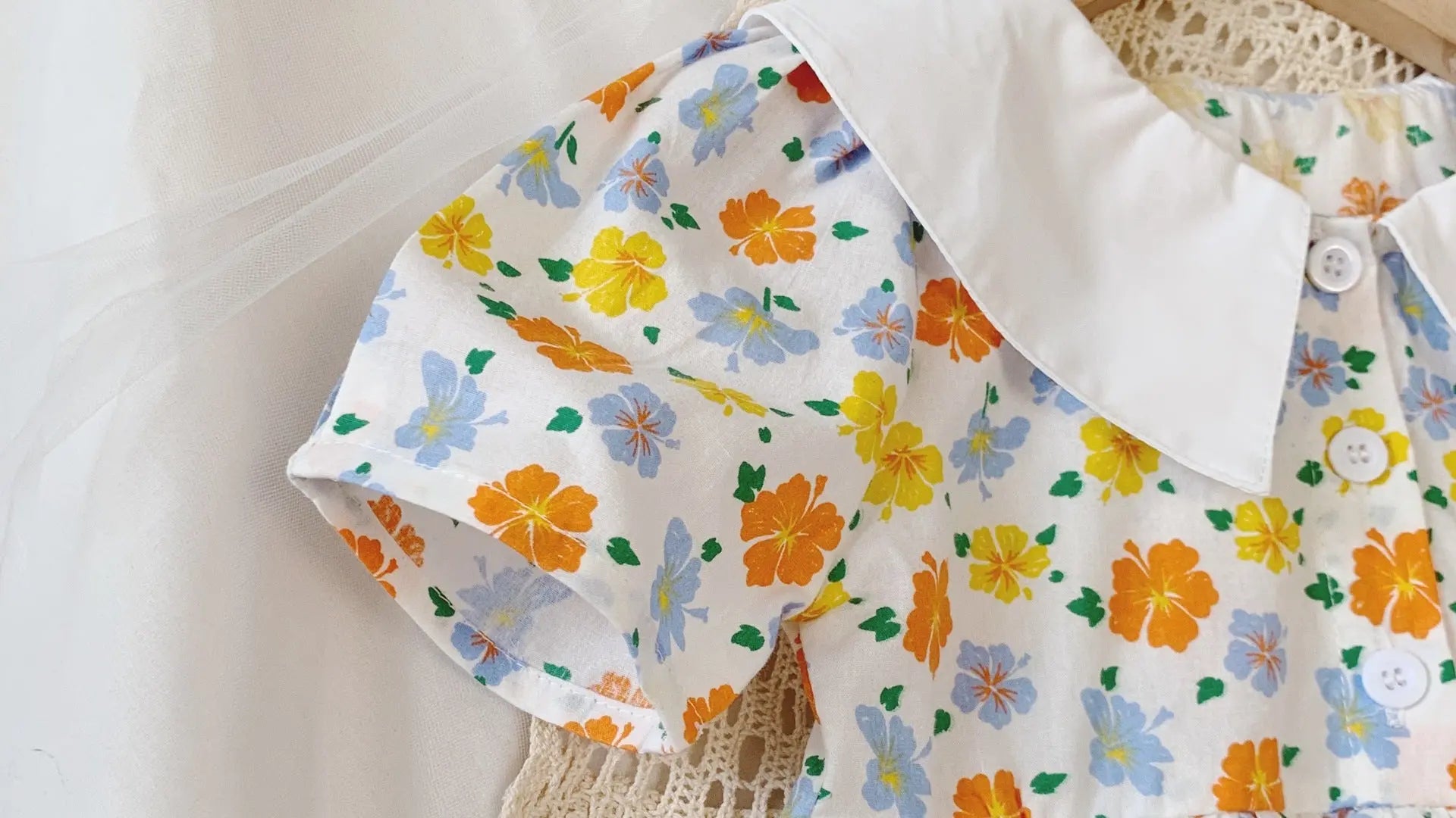 【GIRL】可愛い襟付き子花柄ワンピース CawaKomostore