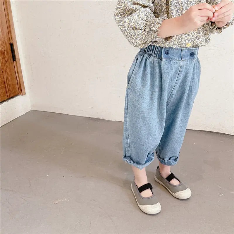 【GIRL・BOY】ハイウエストテーパードデニムパンツ CawaKomostore