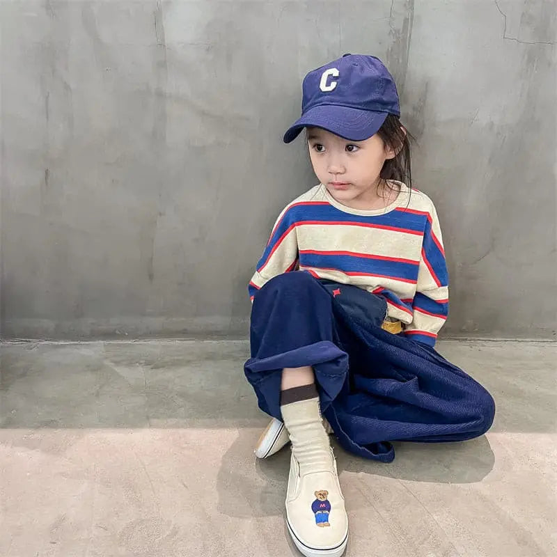 【GIRL・BOY】秋新作・ボーダー柄Tシャツ CawaKomostore