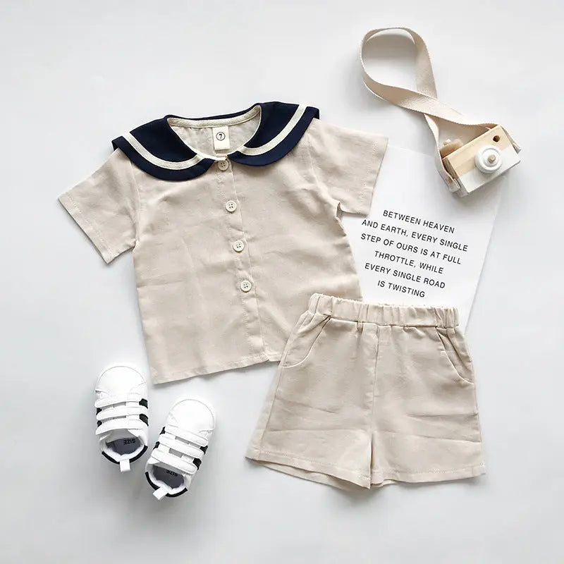 【GIRL・BOY】navy×white セーラーセットアップ・2点セット CawaKomostore