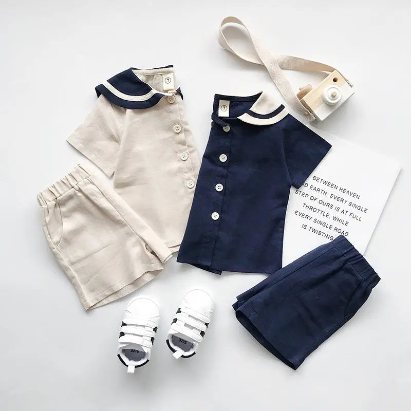 【GIRL・BOY】navy×white セーラーセットアップ・2点セット CawaKomostore