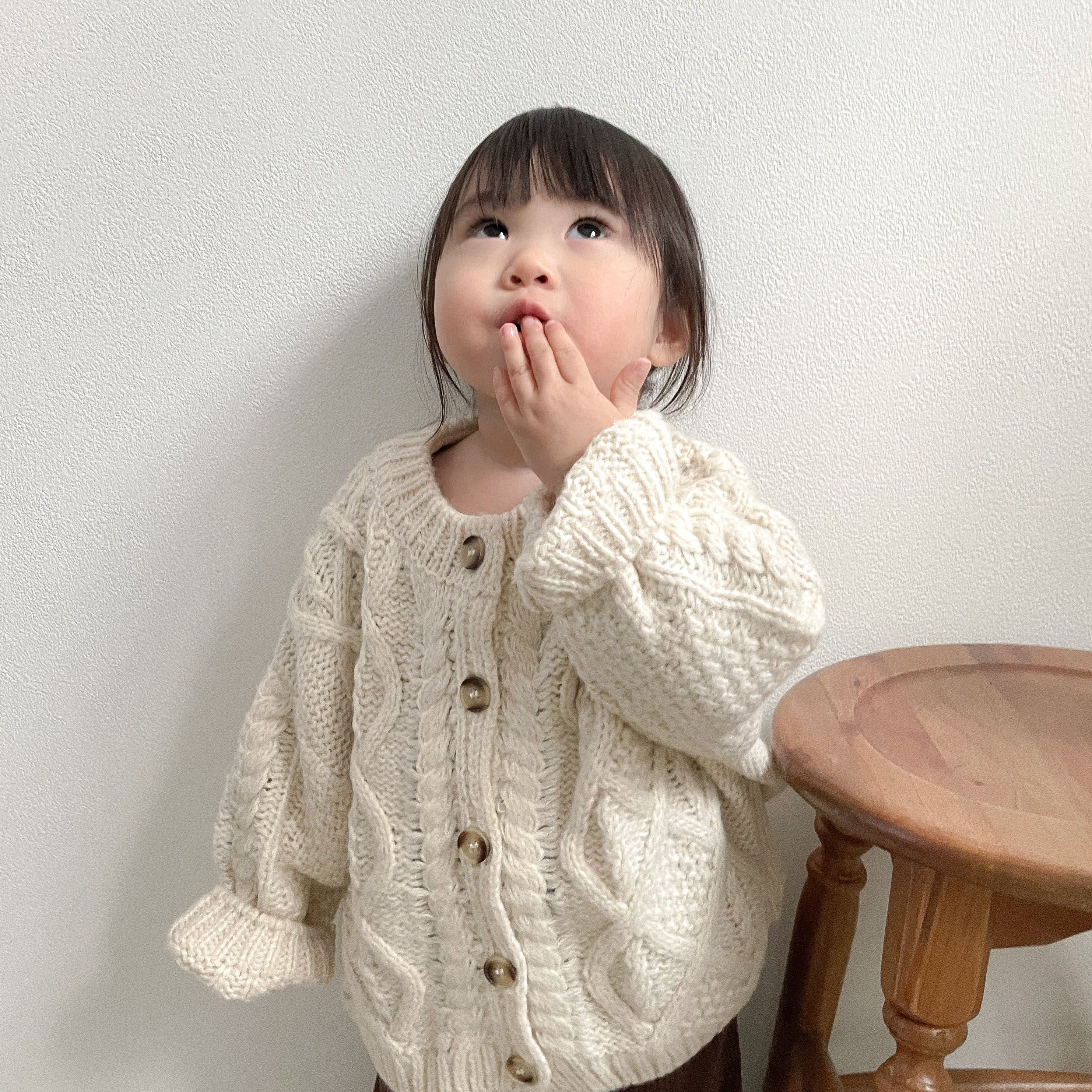 【GIRL・BOY】ケーブル編みニットカーディガン CawaKomostore
