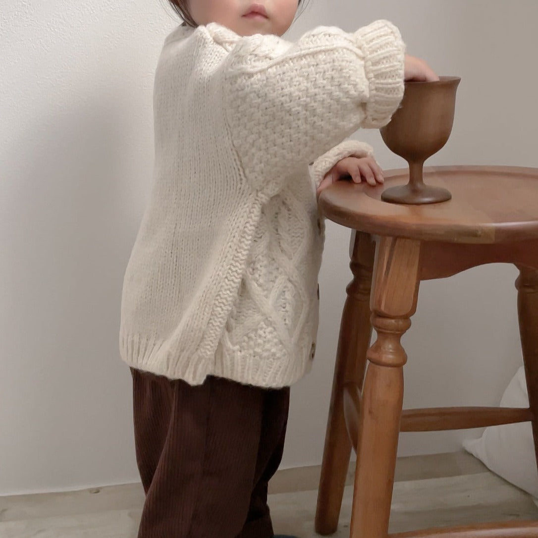 【GIRL・BOY】ケーブル編みニットカーディガン CawaKomostore