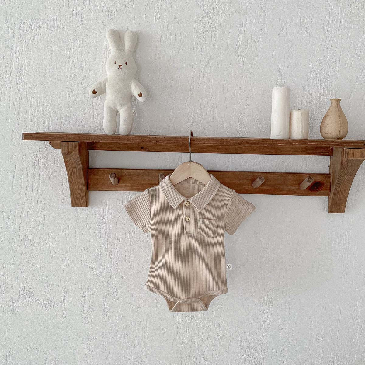 【BABY】ポロワッフル生地ロンパース CawaKomostore