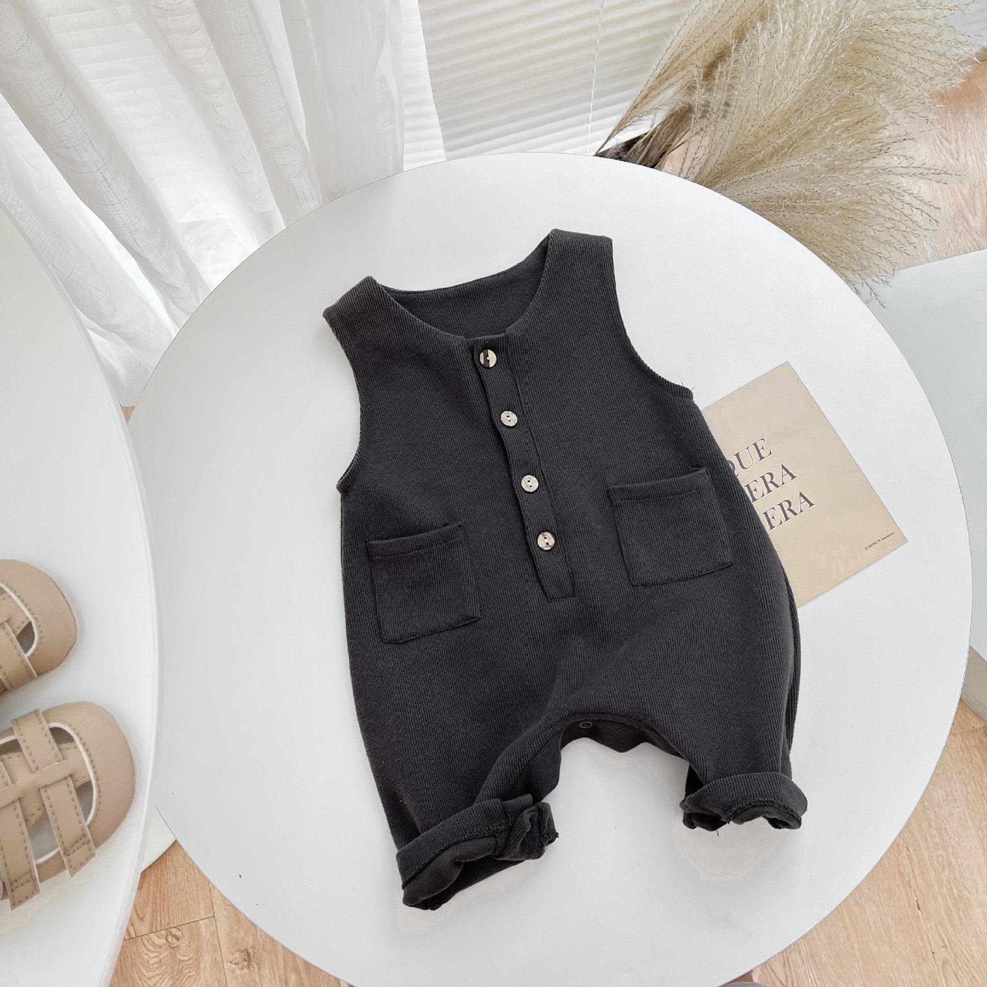 【BABY】グレーオーバーオール / ボーダートップス CawaKomostore