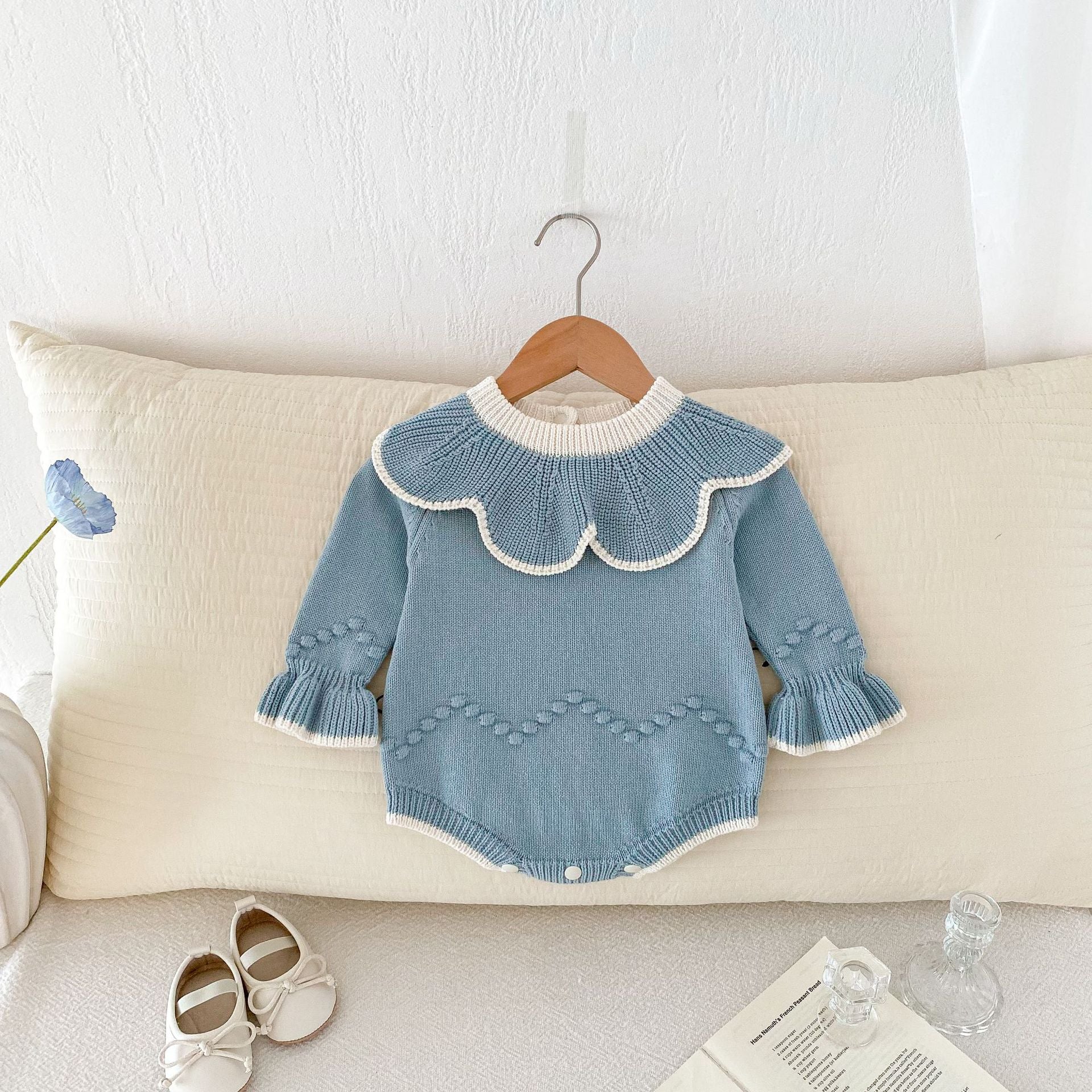 【BABY】リンガーデザインフローラルニットロンパース CawaKomostore