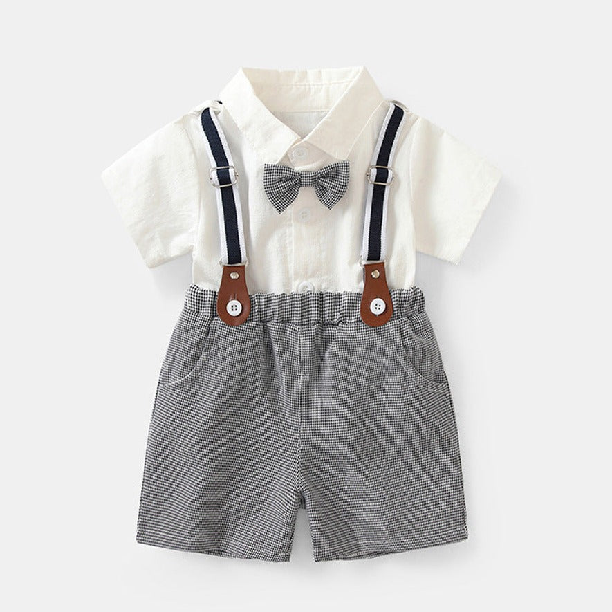 【BABY】 白いシャツ＆チェック柄ショートパンツセットアップ CawaKomostore