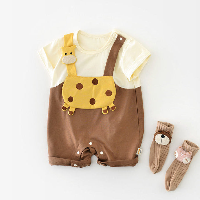 【BABY】キリンのサロペット風ロンパース🦒