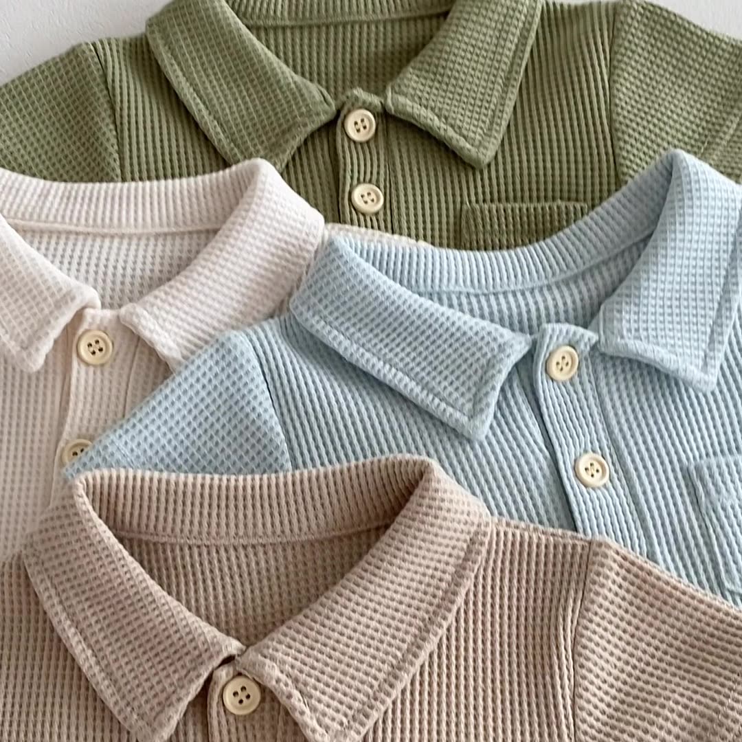 【BABY】ポロワッフル生地ロンパース CawaKomostore