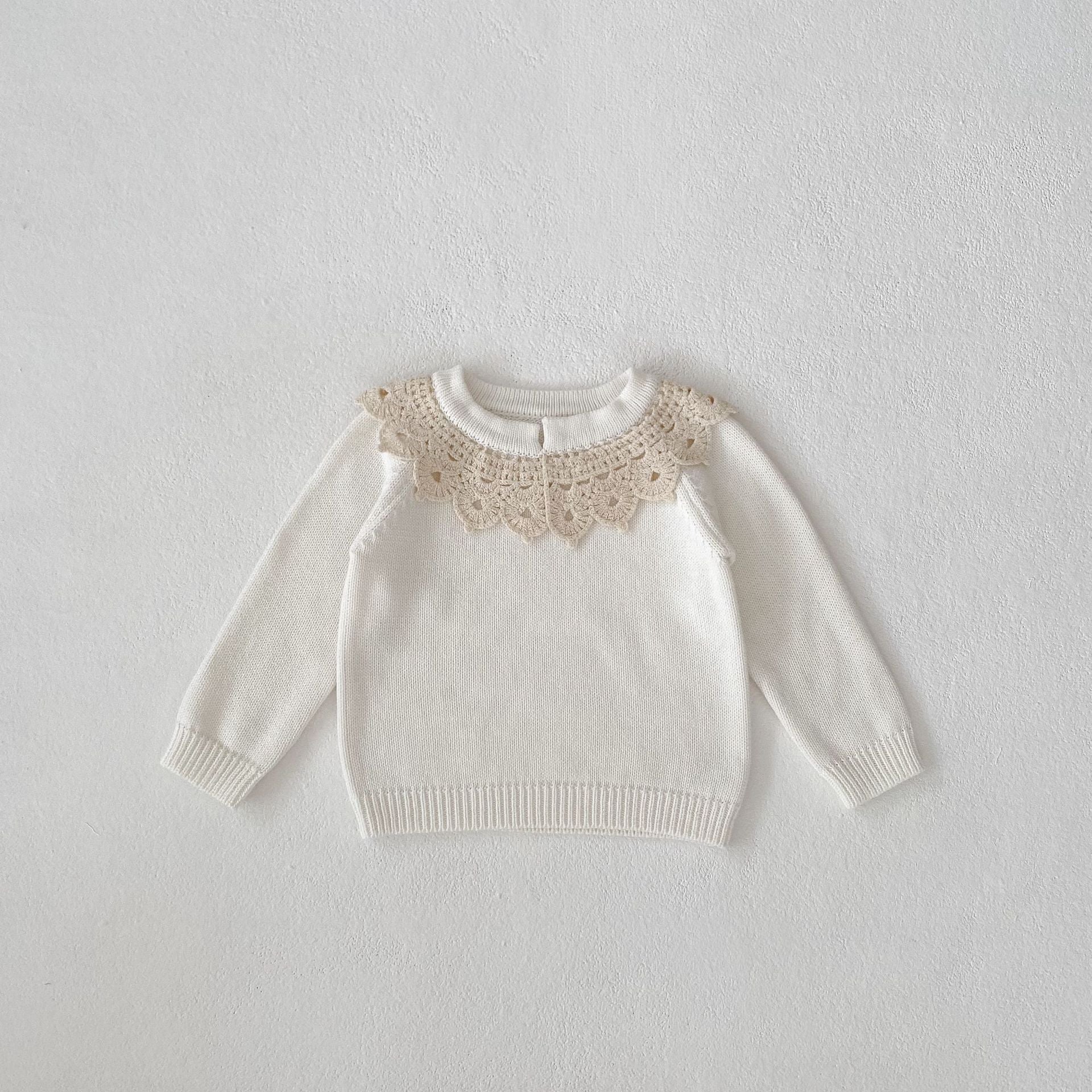 【baby】ベージュレースホワイト ニットトップス CawaKomostore