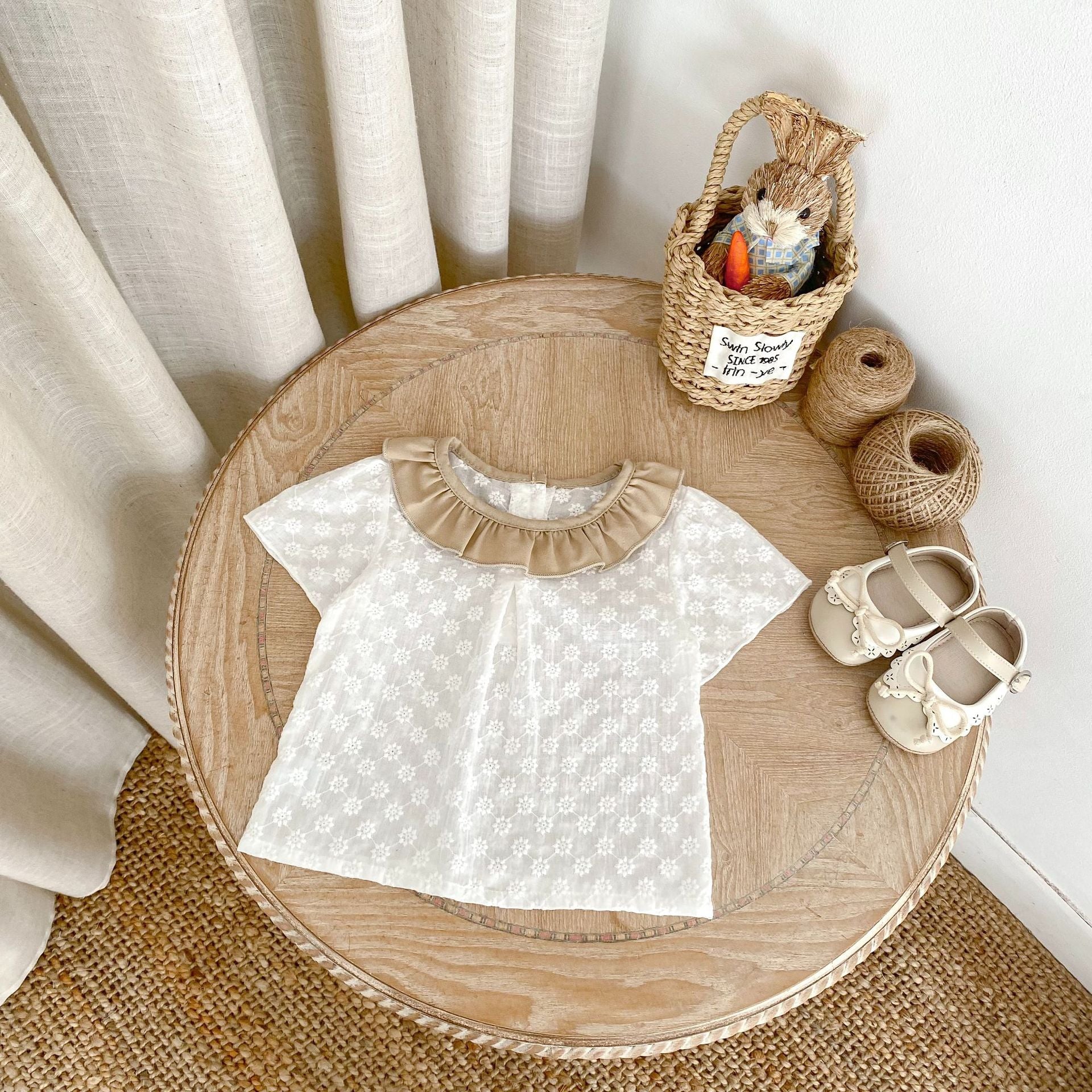 【BABY】フラワー刺繡Ｔシャツ＆ブルマ＆帽子(3点セット)