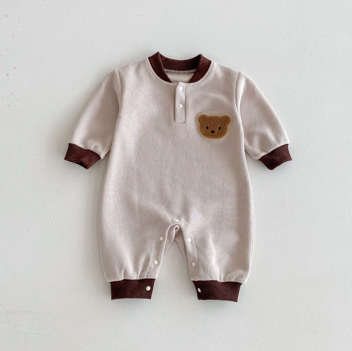 【BABY】熊スウェットロンパース