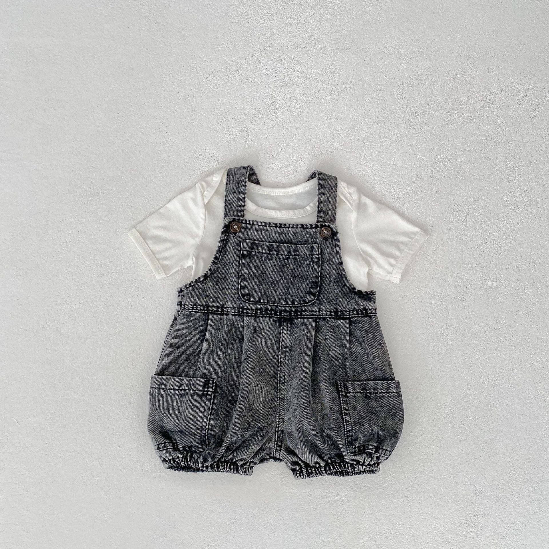 【BABY】BLACKデニムサロペット＆Tシャツセット