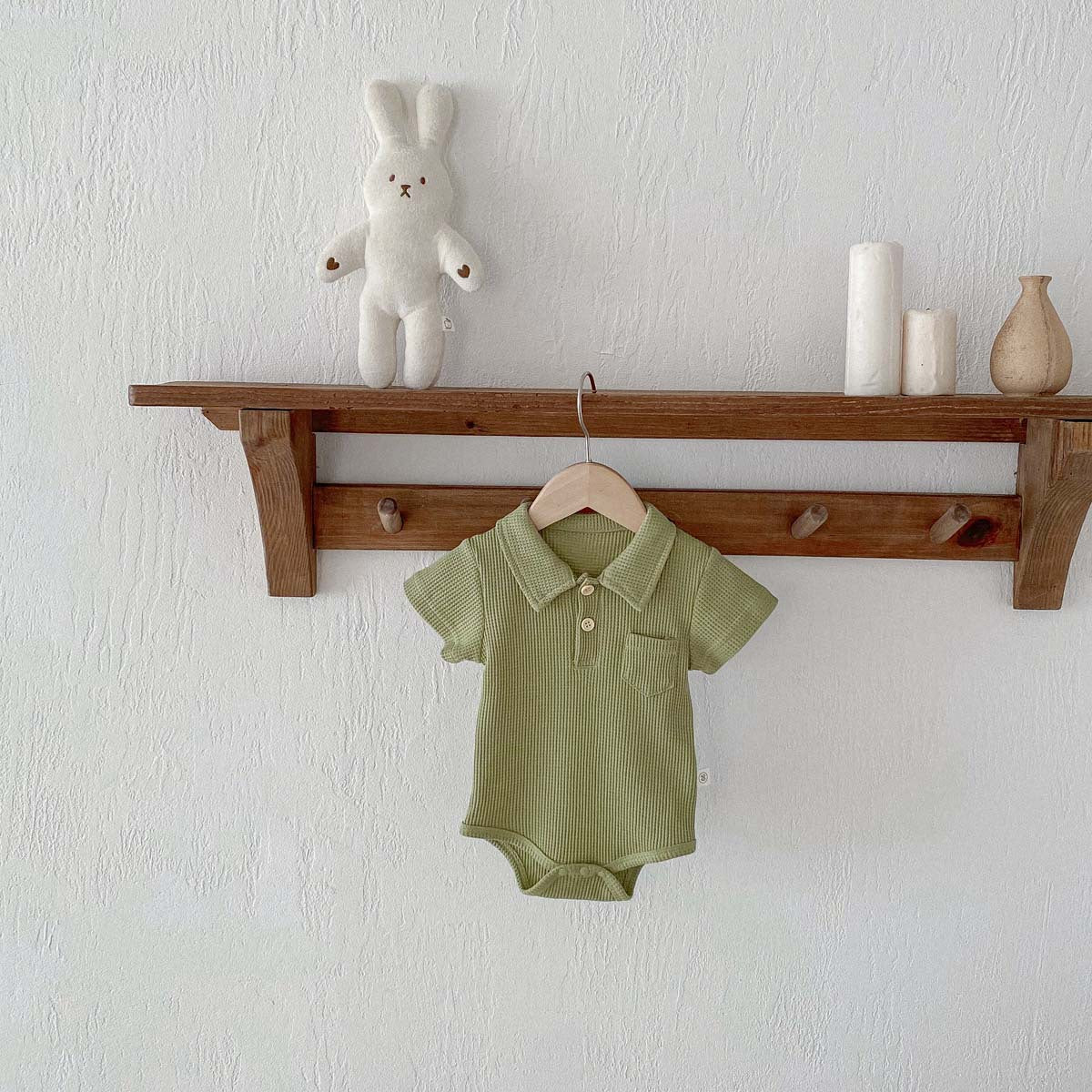 【BABY】ポロワッフル生地ロンパース CawaKomostore