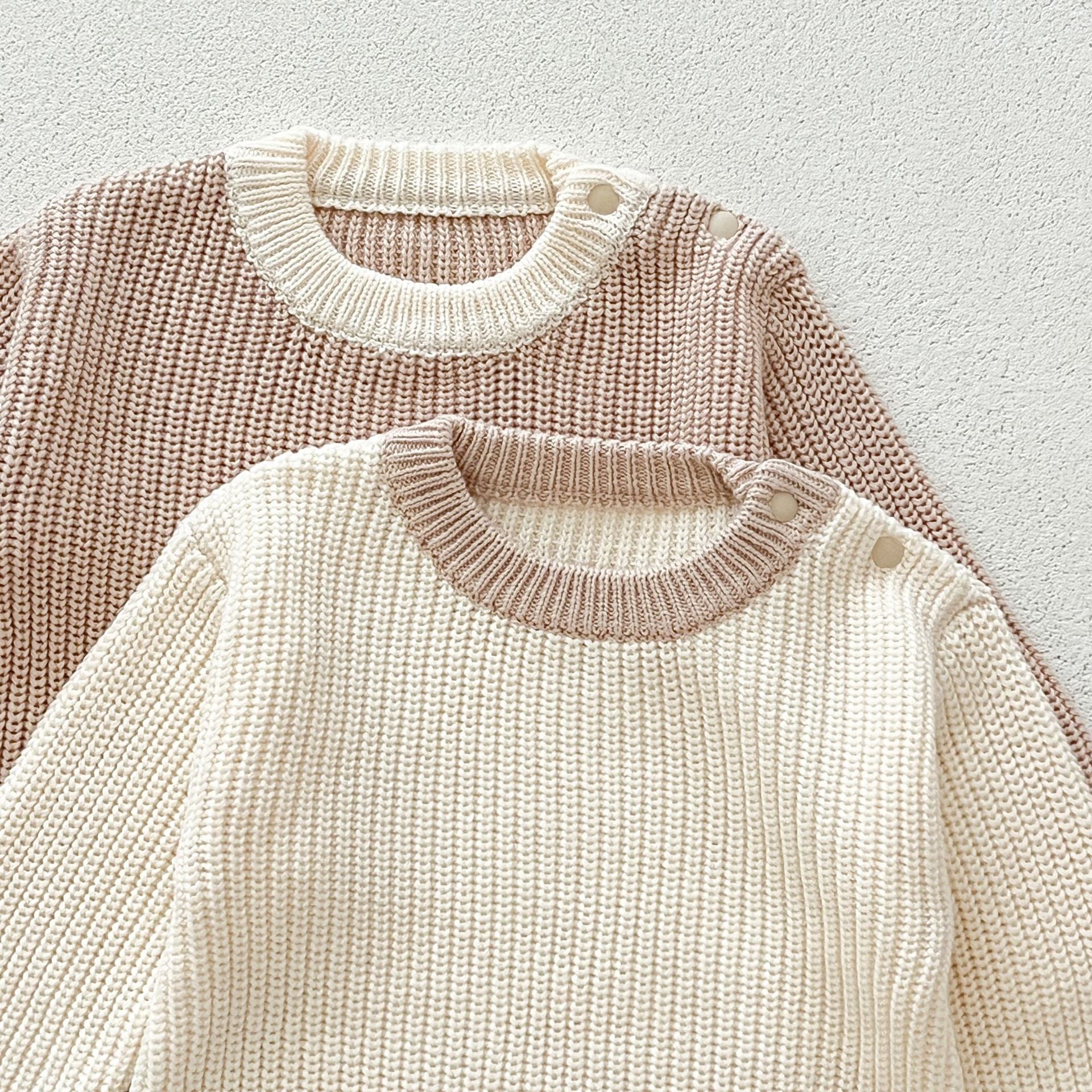 【BABY】リンガーデザインニットロンパース(pinkbeige/white)