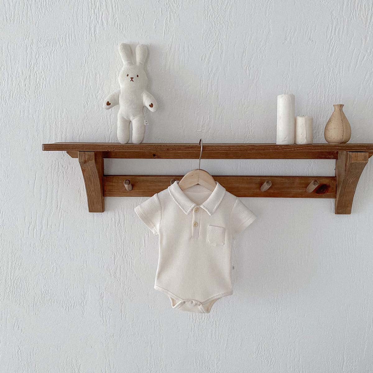 【BABY】ポロワッフル生地ロンパース CawaKomostore