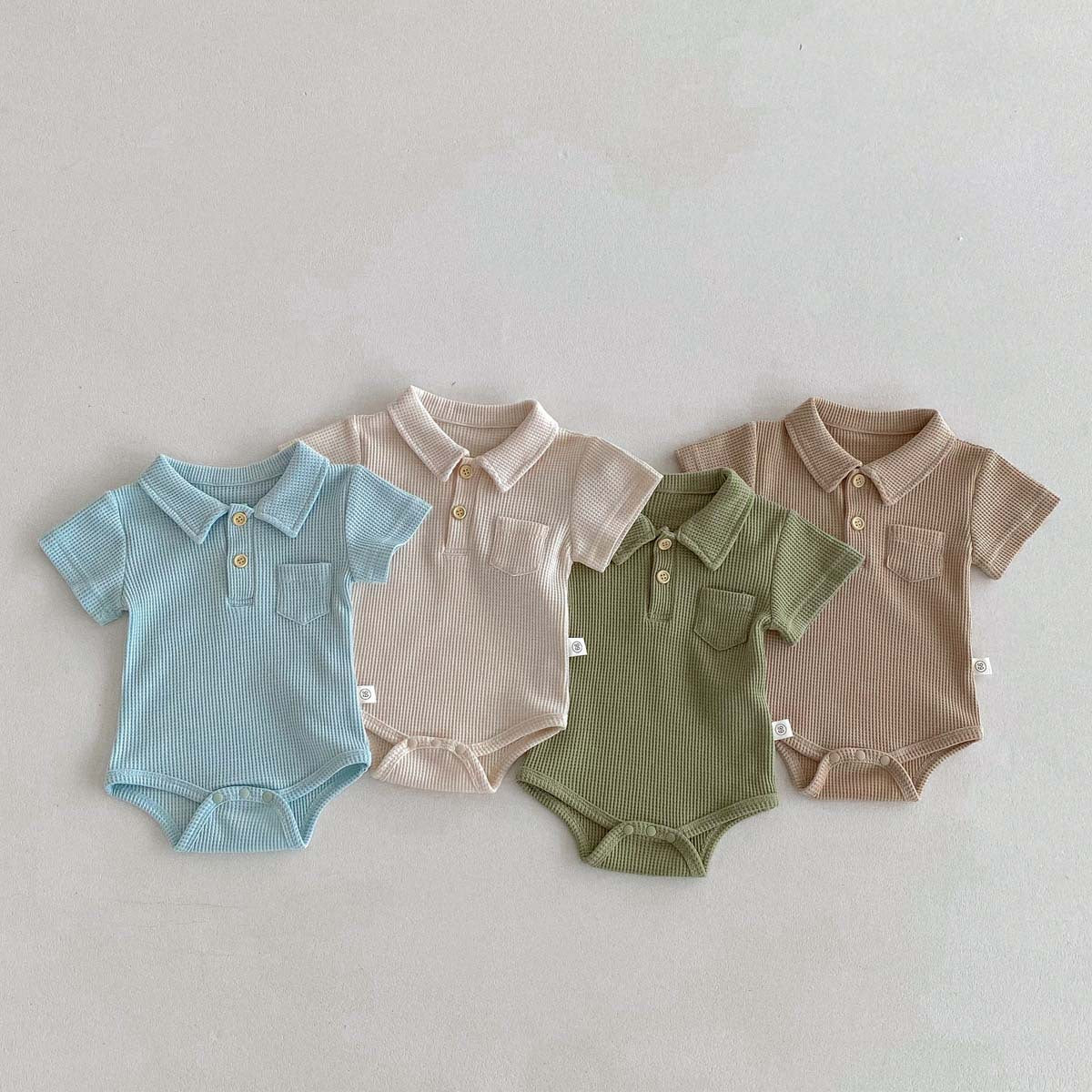 【BABY】ポロワッフル生地ロンパース CawaKomostore