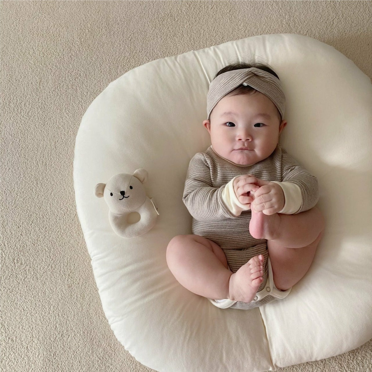 【BABY】ハート×ボーダー3点セットアップ