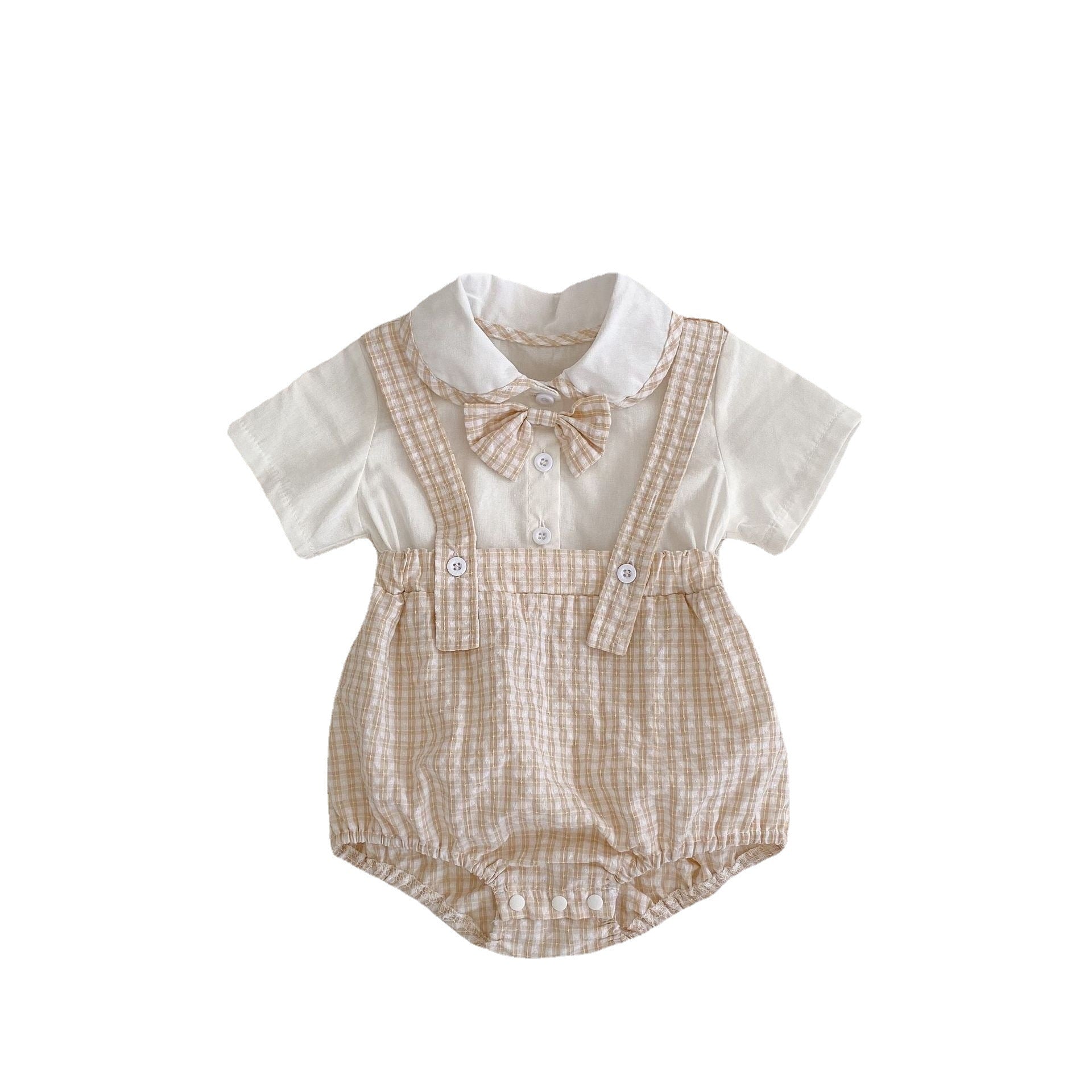 【BABY】 チェック柄 ネクタイ付き ロンパース CawaKomostore
