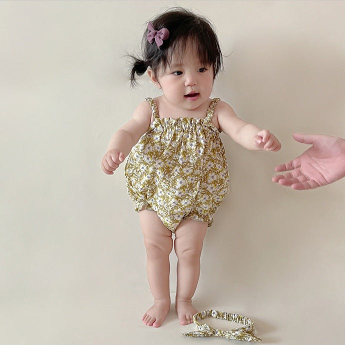 【BABY】グリーン花柄 サロペット / セットアップ CawaKomostore